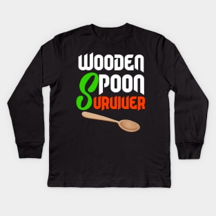 wooden spoon survivor Italian kitchen funny sarcastic Kids Long Sleeve T-Shirt